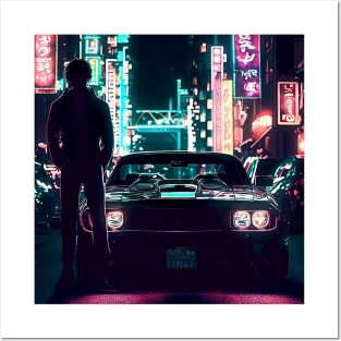 Classic Charger in Neon Lights Posters and Art